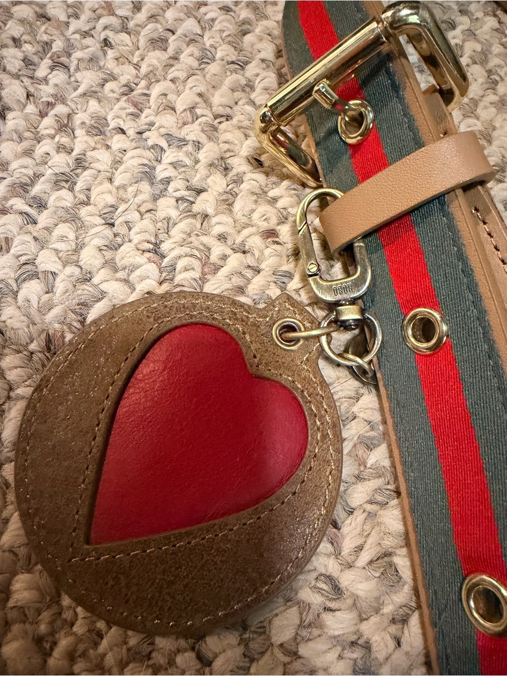 Bandolier Leather and Webbing Crossbody Strap with hobo bags mirror charm - Picture 2 of 3